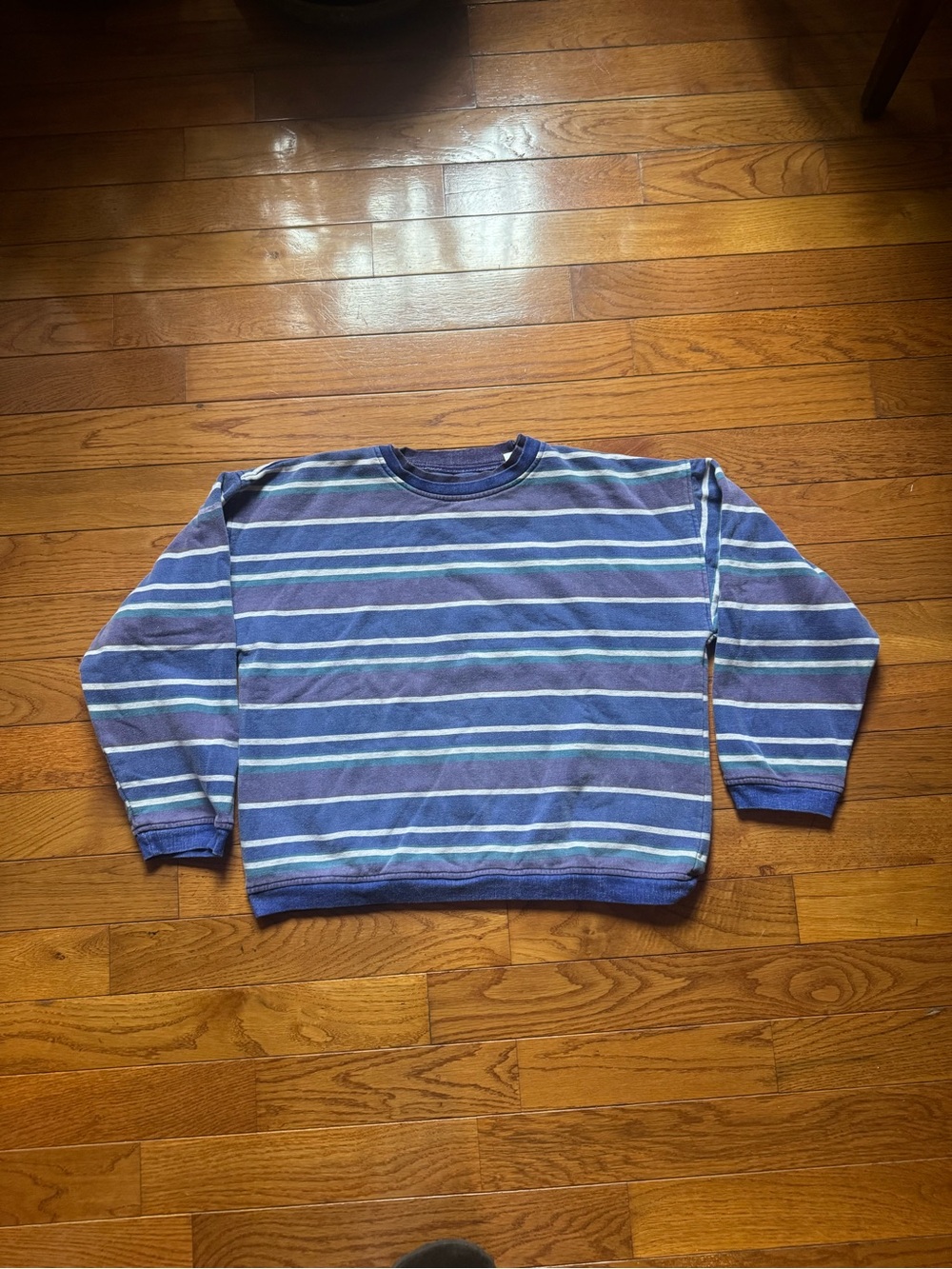 Vintage USA Made Saturdays Striped Crewneck Sweatshirt Blue Purple Men’s Large